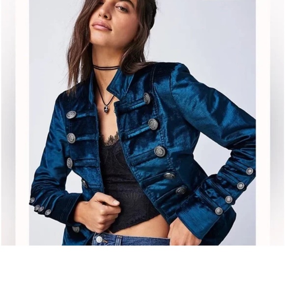 Free People Velvet Military Jacket - Picture 1 of 5